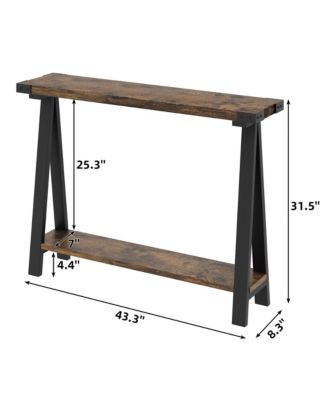 43.3-Inch MDF and Metal V-Shaped Leg Farmhouse Entryway Console Table