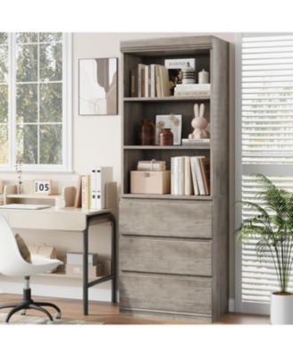Bookcase with Drawers 70.27 Inches Tall Bookshelf Farmhouse Bookcases