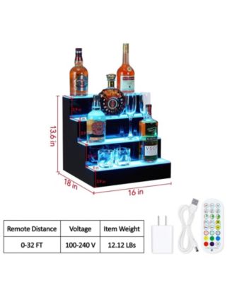 16-Inch 4-Tier LED Wine Display Rack - Acrylic Wine Rack, Remote Control, App-Controlled, Modern Design, Home Bar Accessory