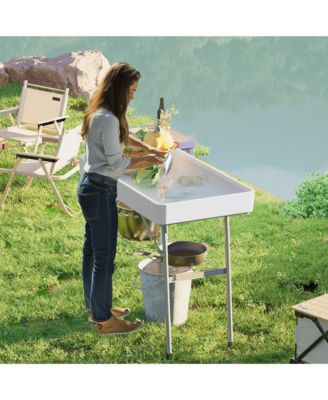 3.4ft Folding Ice Cooler Table with Drain, Party Ice Table,