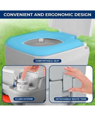 Portable Outdoor Toilet With 5.3 Gal Tank & Easy Clean Flush