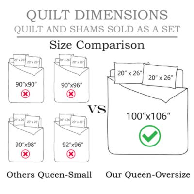 3 PCS 100% Cotton Oversized Bedspread Quilt Set TM -Queen