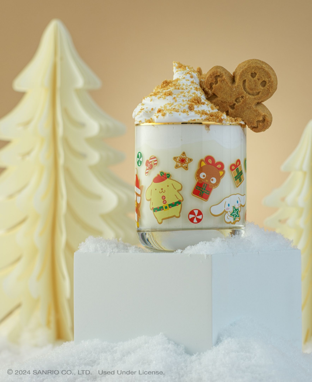 JOYJOLT HELLO KITTY AND FRIENDS GINGERBREAD PALS SHORT GLASSES, SET OF 4 