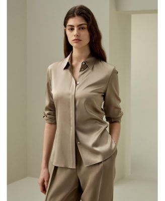 Women's Elegant Silhouette Silk Shirt