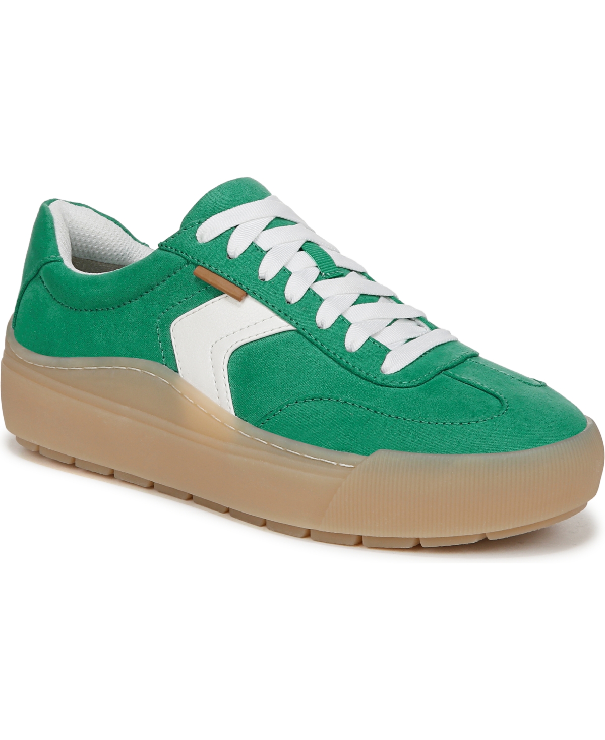 Shop Dr. Scholl's Women's Time Off Win Lace Up Platform Sneakers In Lucky Green Microfiber