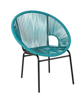 3PCS Patio Acapulco Furniture Bistro Set Plastic Rope Glass Table