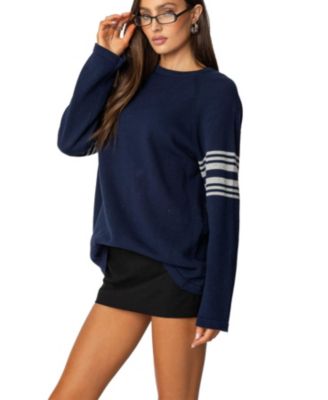 Women's Contrast Stripe Oversized Knit Top