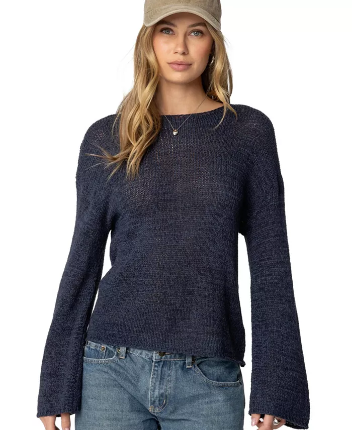 Women's Drop Shoulder Light Knit Sweater - thumbnail 4