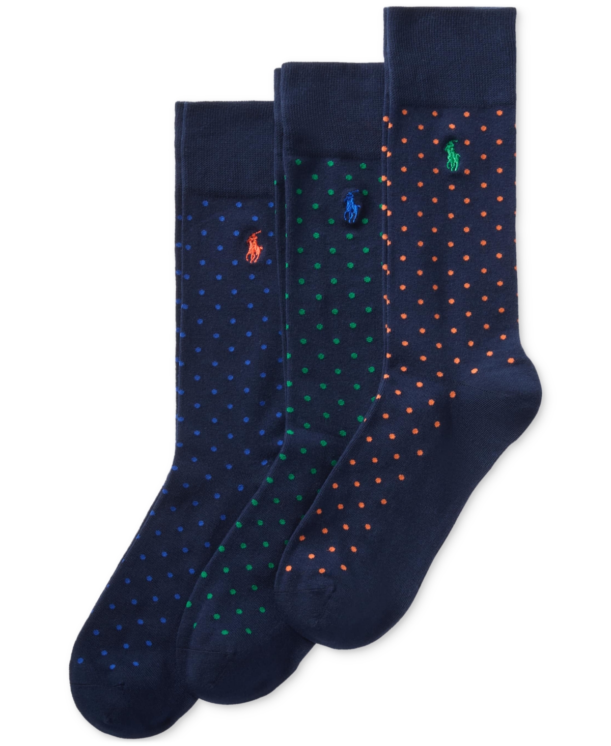 Polo Ralph Lauren Men's 3-pk. Classic Dot Dress Socks In Navy,orange