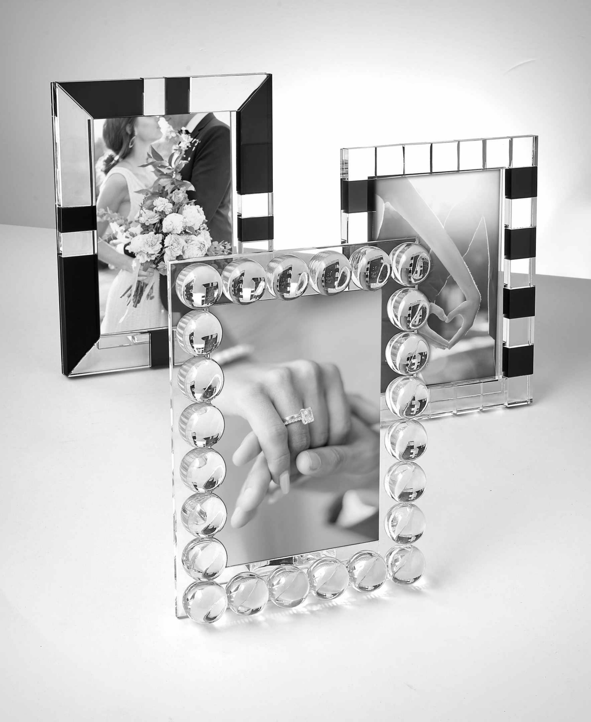 Philip Whitney Ella Crystal Picture Frame, 5" X 7" In Clear,black
