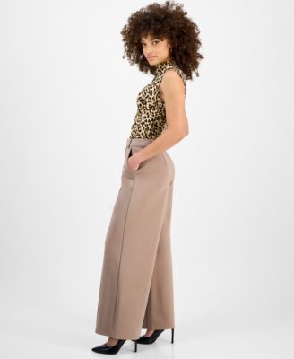 Petite Seamed Wide-Leg Ponté Pants, Created for Macy's