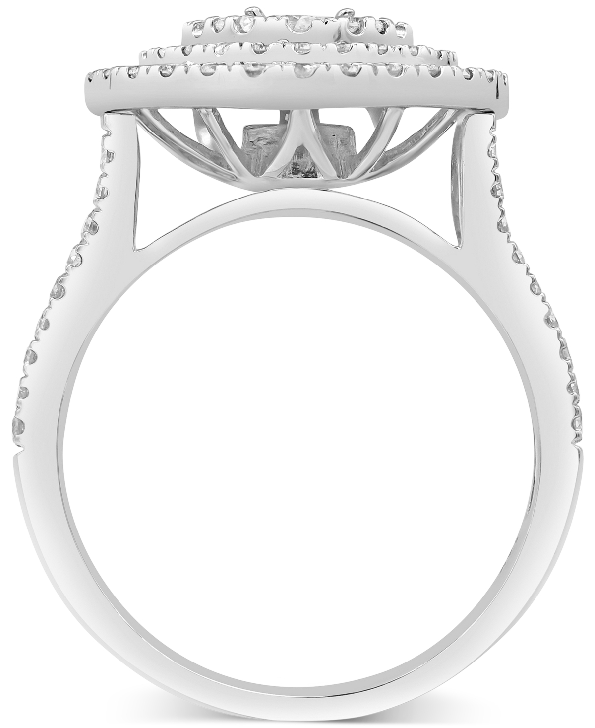 Macy's Diamond Double Halo Cluster Ring (1-1/2 Ct. T.w.) In 14k White Gold In White Gold