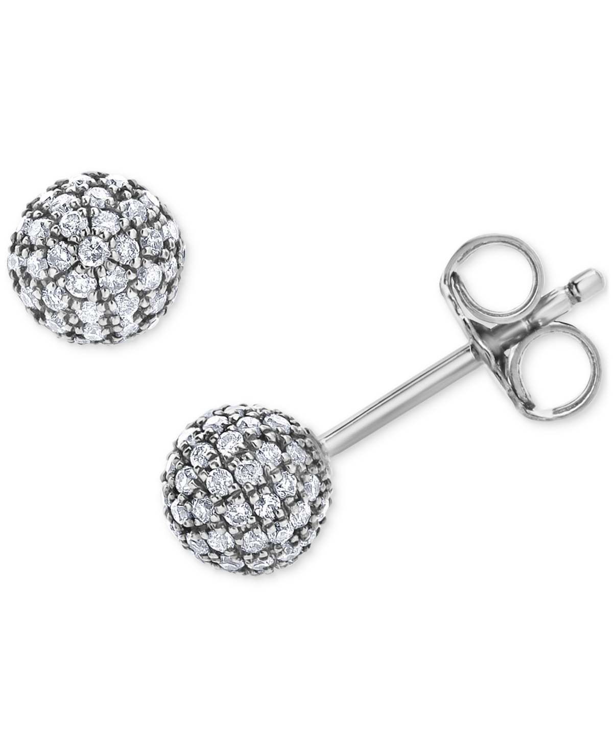 Macy's Diamond Small Fireball Stud Earrings (3/8 Ct. T.w.) In 14k White Gold In White Gold