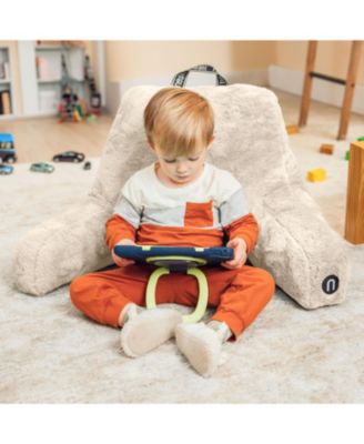 Faux Fur Supportive Backrest Reading Pillow for Adults & Kids - Blue