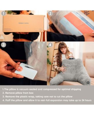 Faux Fur Supportive Backrest Reading Pillow for Adults & Kids - Blue