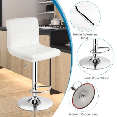 Set of 4 PU Leather Bar Stool Swivel Bar Chair w/ Adjustable Height