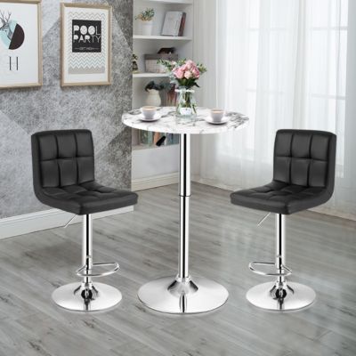 Set of 4 PU Leather Bar Stool Swivel Bar Chair w/ Adjustable Height