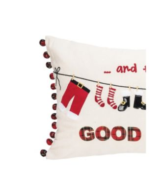 Christmas Clothesline Embroidered Throw Pillow, 14" x 22"