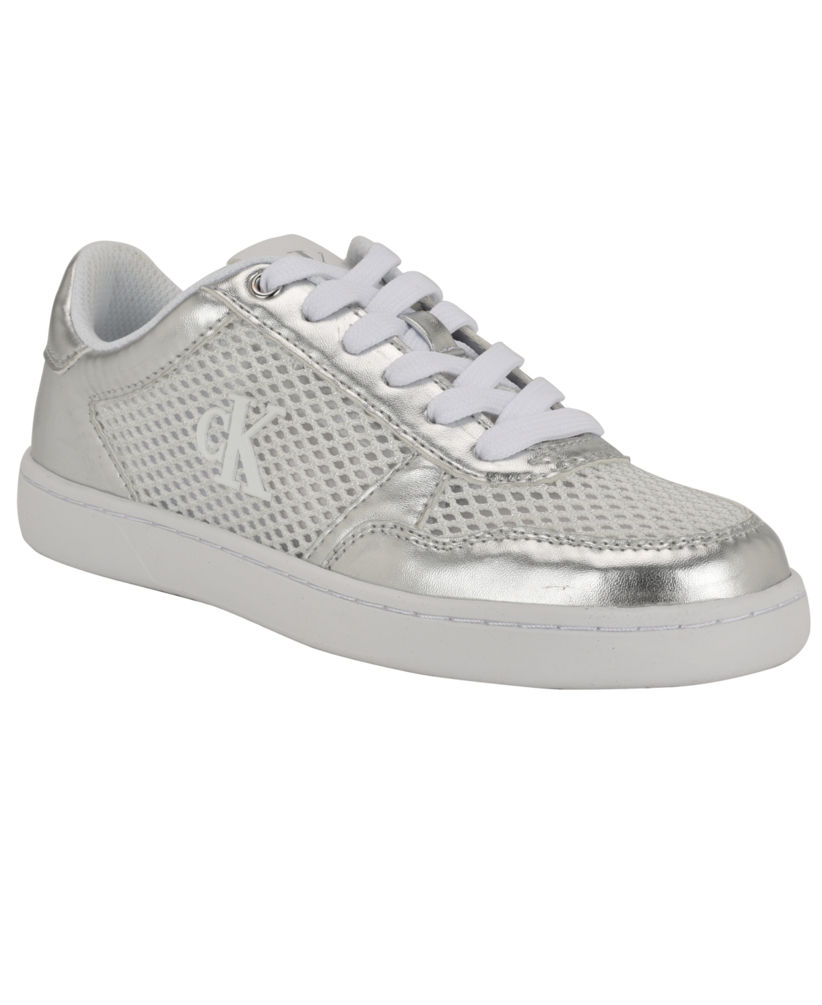 Calvin Klein Women's Heyra Logo Low Profile Sneakers In Silver Metallic