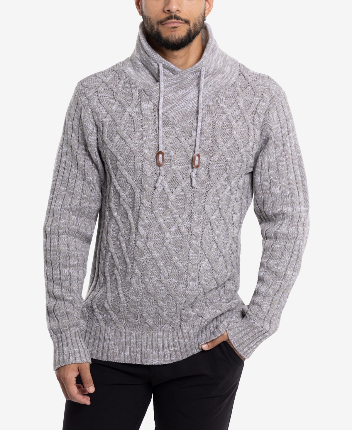 Men's Shawl Neck Knit Sweater - Navy
