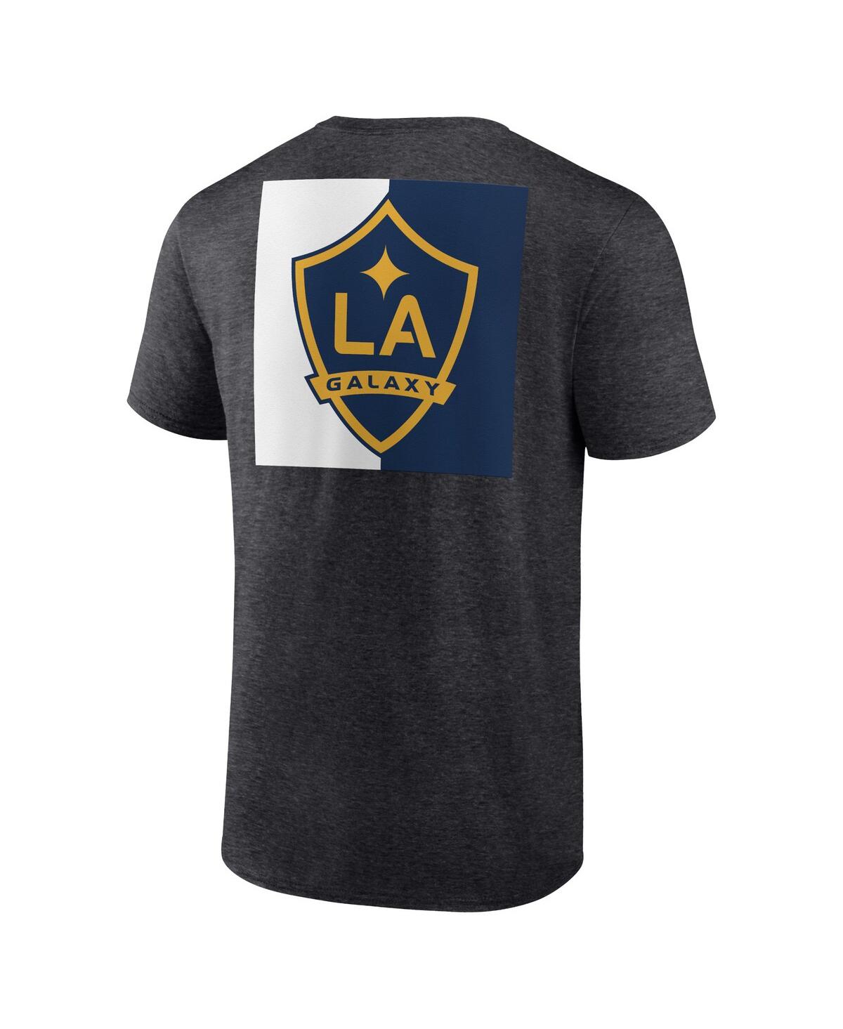 Fanatics Men's Heather Charcoal Los Angeles Galaxy Iconic Blocked-out T-shirt In Heather Charcoal