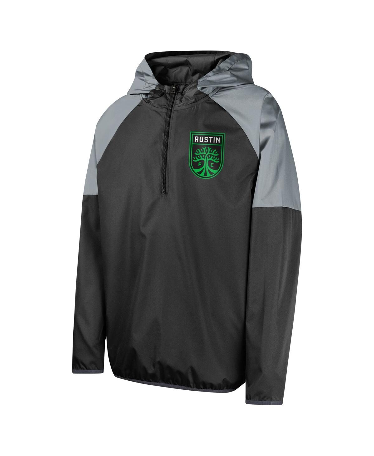 Outerstuff Big Boys And Girls Black Austin Fc Unstoppable 1/2-zip Hoodie Jacket In Black