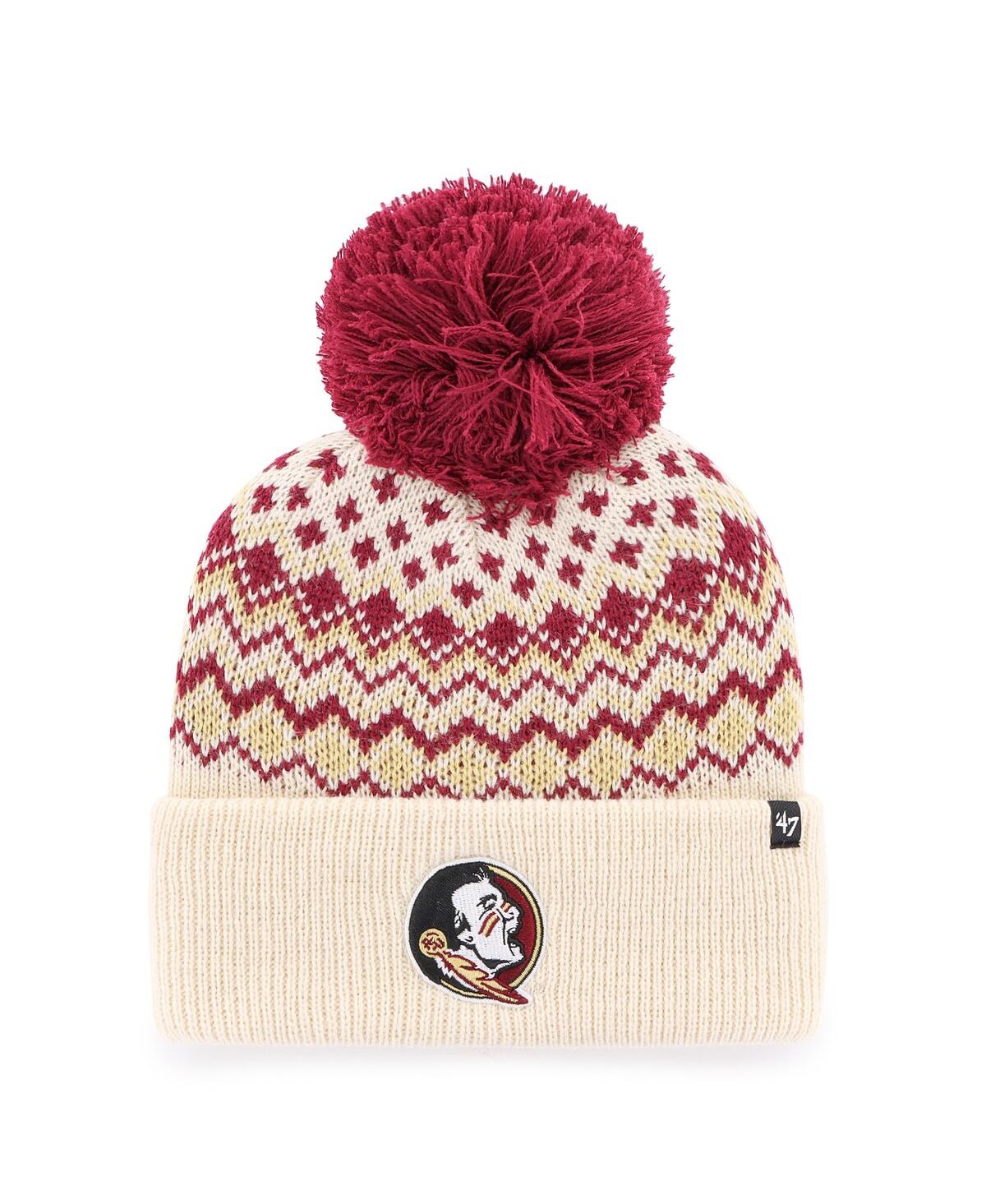 47 BRAND WOMEN'S CREAM FLORIDA STATE SEMINOLES ELSA CUFFED KNIT HAT WITH POM 