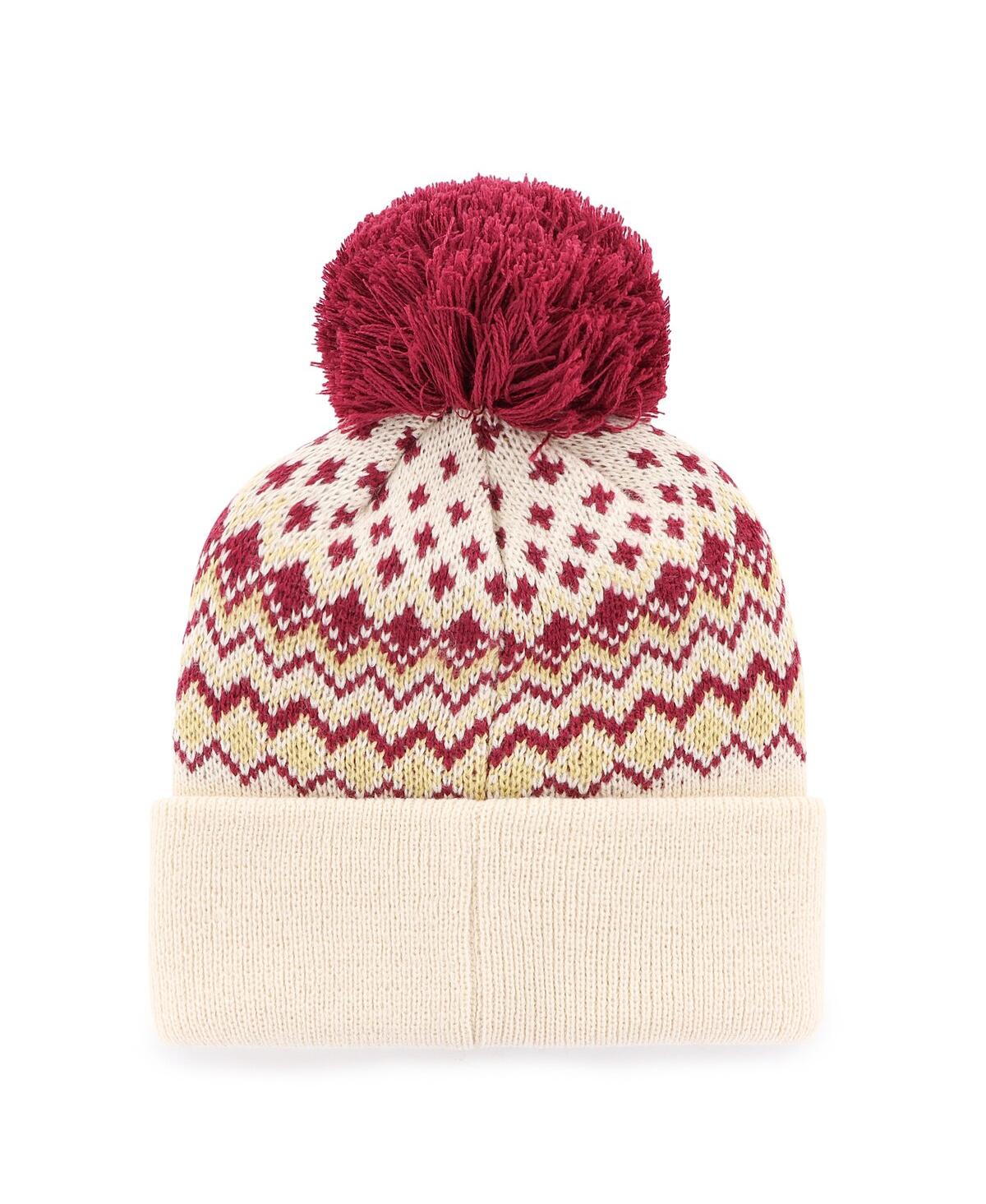 47 BRAND WOMEN'S CREAM FLORIDA STATE SEMINOLES ELSA CUFFED KNIT HAT WITH POM 