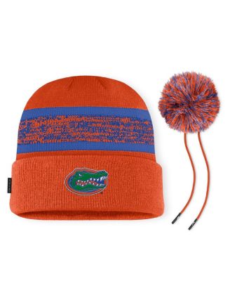 Men's Orange/Royal Florida Gators On-Field Peak Cuffed Knit Hat with Pom