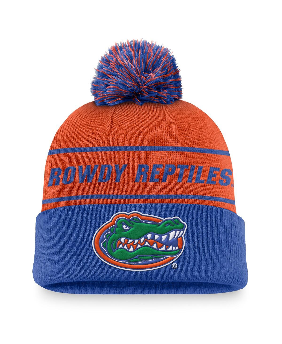 JORDAN MEN'S ORANGE/ROYAL FLORIDA GATORS LOCAL PEAK CUFFED KNIT HAT WITH POM 