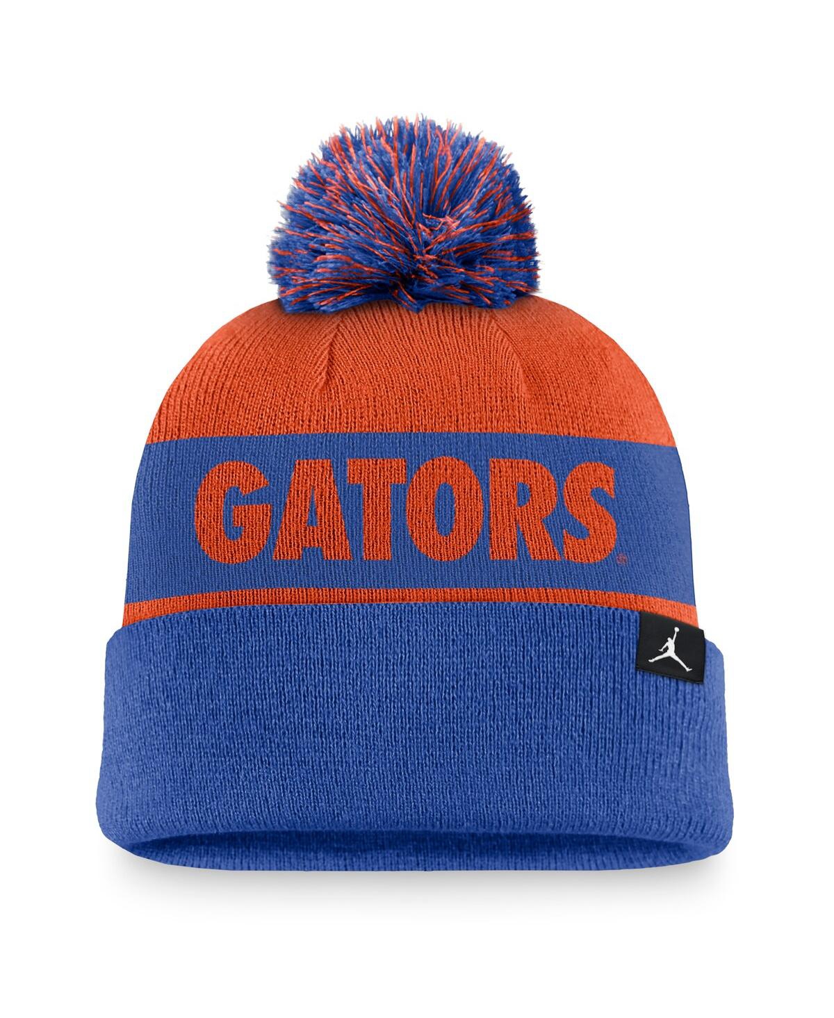 Jordan Men's Orange/royal Florida Gators Primetime Peak Cuffed Knit Hat With Pom In Orange,royal