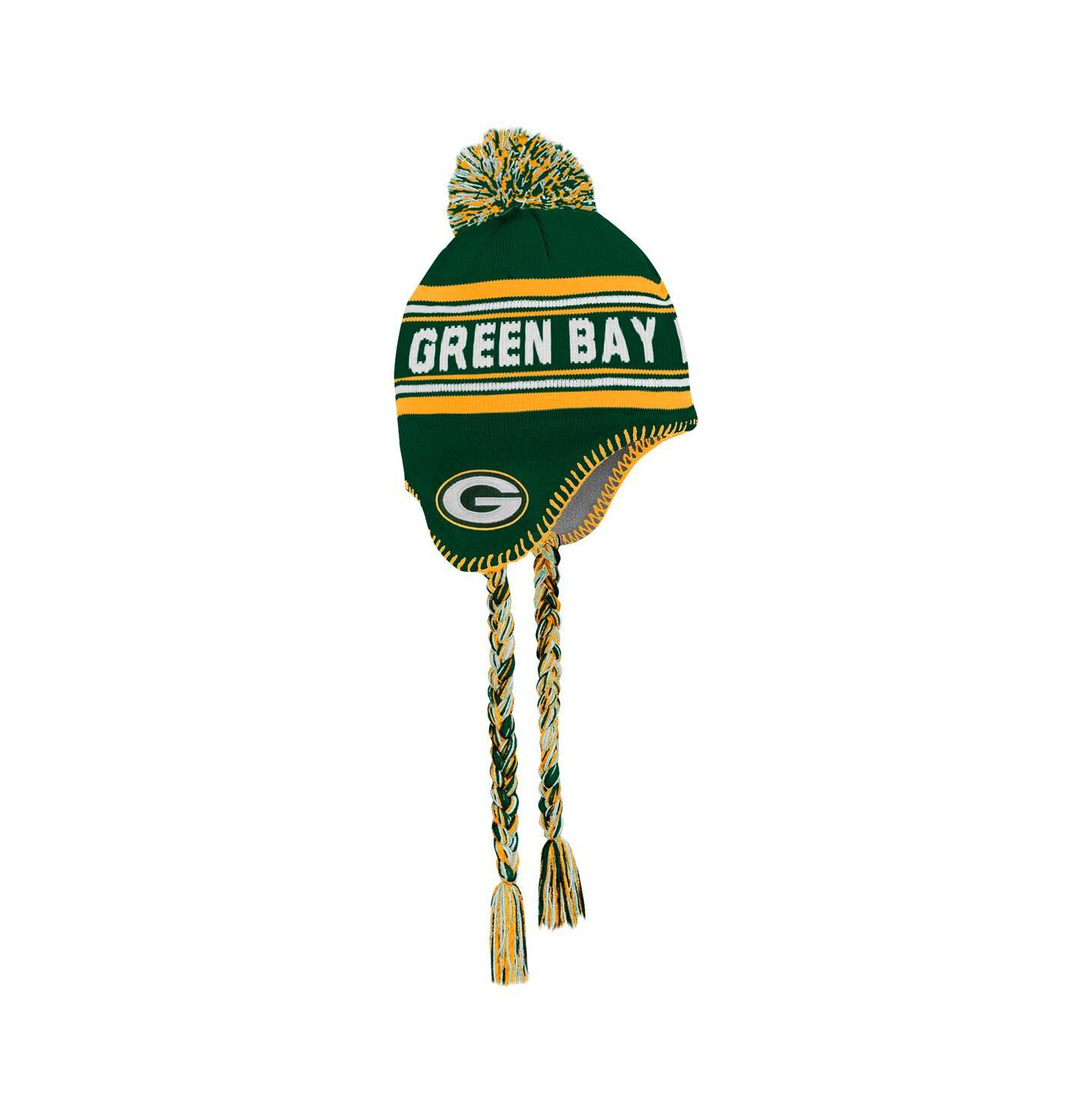 Детская шапка Outerstuff Preschool Green Green Bay Packers Jacquard Tassel Knit Hat with Pom — фото 1