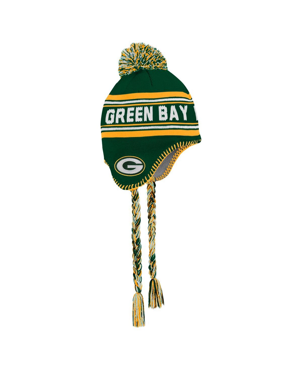 Outerstuff Preschool Green Green Bay Packers Jacquard Tassel Knit Hat With Pom In Green