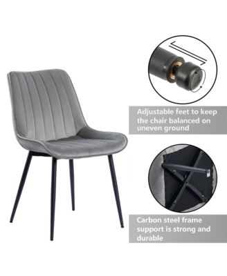   Set of 6 Tufted Velvet Upholstery, Metal Frame   Mid-Century Style, Upholstered Seat  Dining Side Chairs