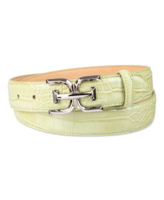 Sam Edelman - Double-E Plaque Buckle Crocodile Textured Belt