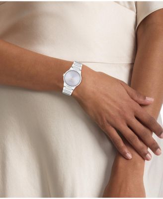 Women's CK Linear Elegance Silver Tone Stainless Steel Bracelet Watch, 32mm