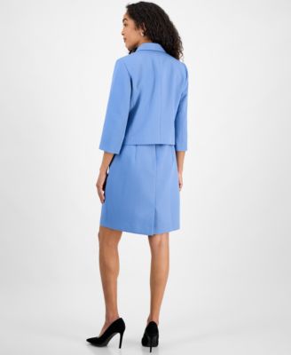 Women's Cropped Open-Front Jacket & Empire-Seamed Sheath Dress Set, Regular & Petite