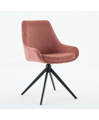 Swivel Dining Chairs Set of 2, Mid Century Modern Dining Room Chairs with Metal Frame, Linen Upholstered Back Side Chair