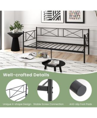 Twin Size Platform Bed Frame with Heavy-Duty Metal Slat Support