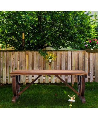 2-Person Garden Bench, Outdoor Wagon Wheel Porch Bench for Backyard Patio Garden