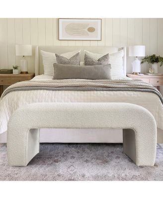 47" Upholstered Scroll Velvet Waterfall Bench/Chenille Entryway Bench-