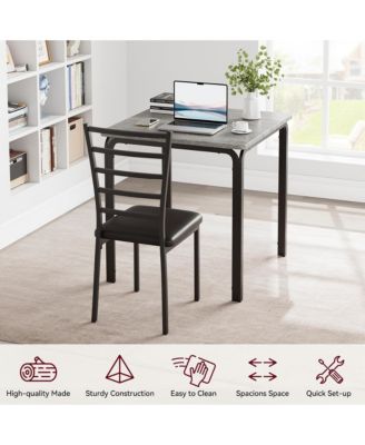 3 Piece Dining Table Set for 2 Metal Frame Wood Kitchen Table and 2 Chairs Small Dining Furniture Set for Small Space Apartment Dining Room