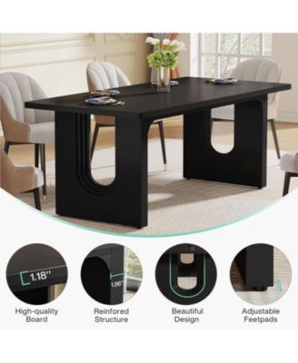 71" inch Wood Pedestal Base, Rectangular Long Modern Dining Table