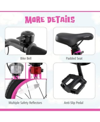 16" LED Lighted Kids Bike with Adjustable Seat Coaster Brake Training Wheels