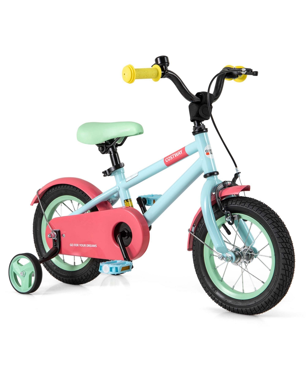 12" Kids Bike with Adjustable Saddle Handlebar Removable Training Wheels Handbrake