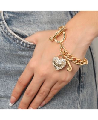 Toggle Bracelet with Crystal Heart Charm