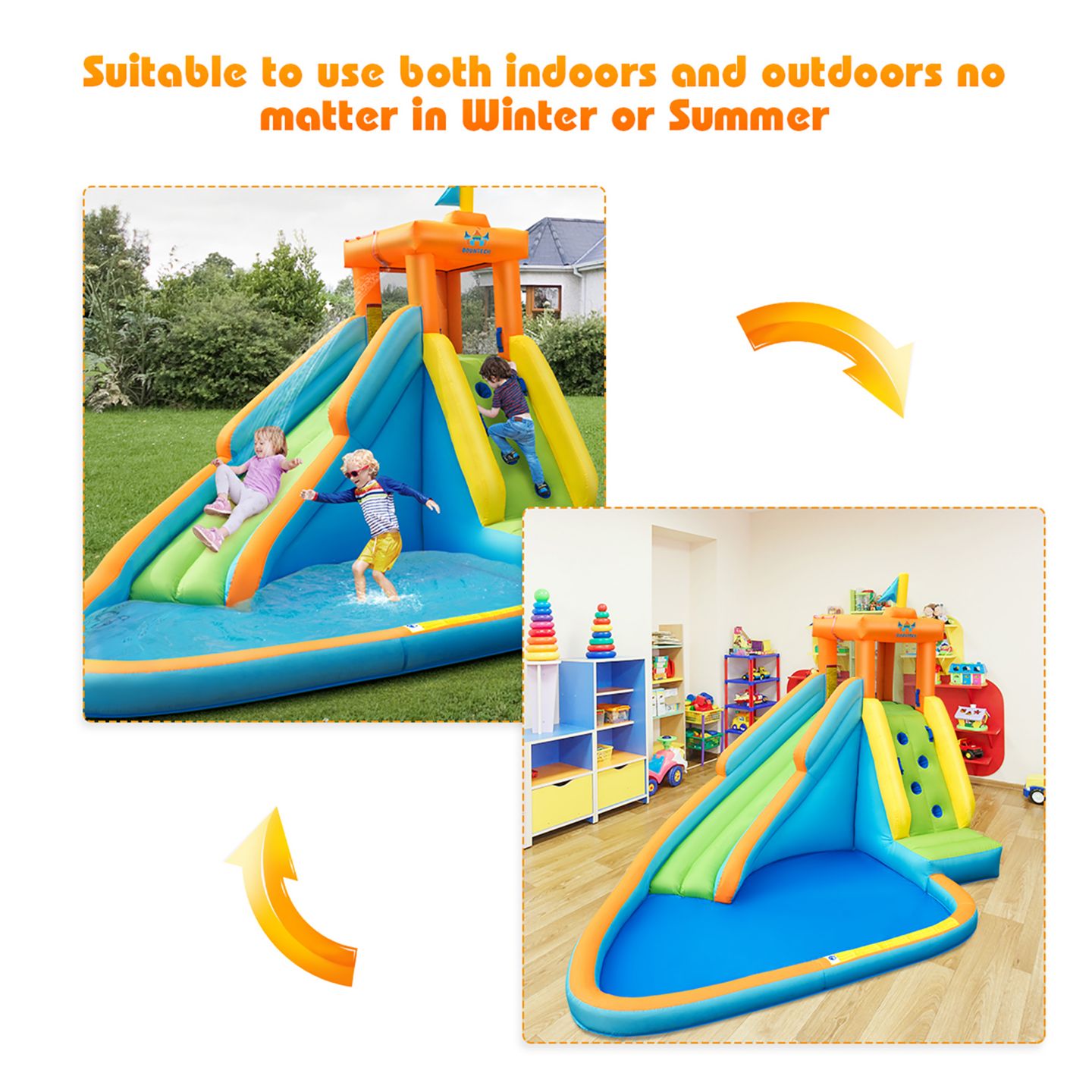 Детская игрушка Costway Castle Water Slide Climbing Wall Bounce House, Up to 3 Players, 3–10 лет, цвет: Синий — фото 9