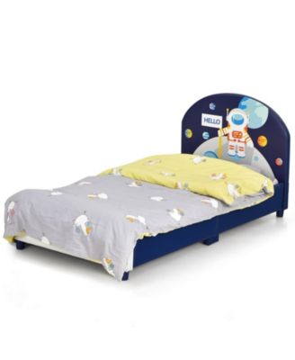 Kids Upholstered Platform Bed with Headboard and Footboard Design