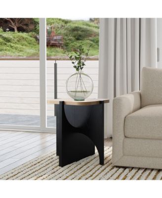 Modern Black and Brown Square Side and End Table