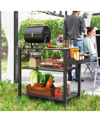 3-Shelf Outdoor Grill Cart, Pizza Oven Sd with Storage Racks